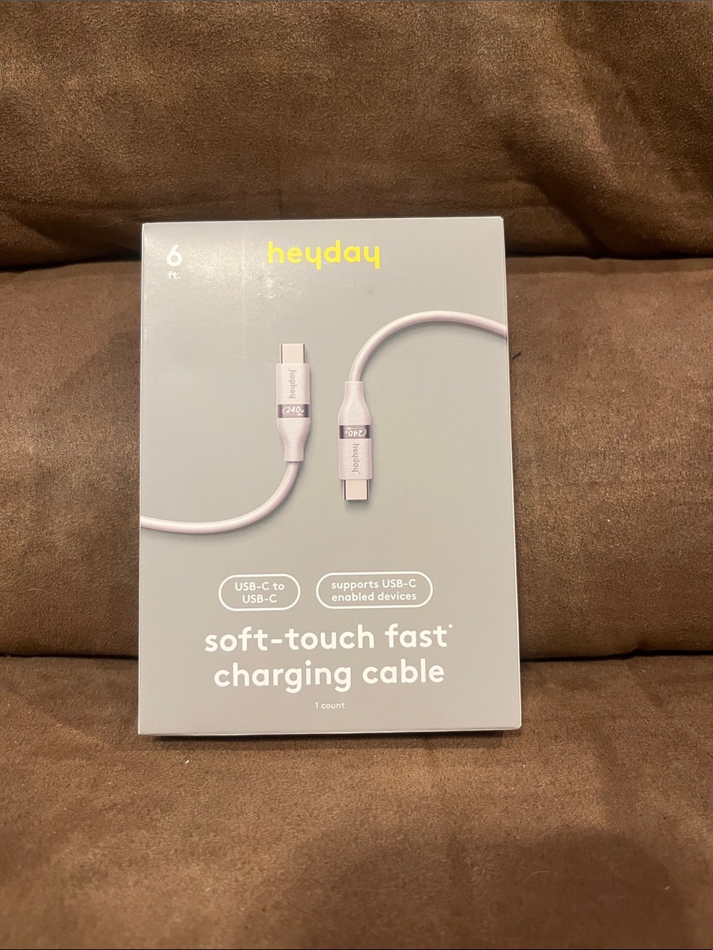 heyday Soft-Touch Fast Charging USB-C to USB-C Cable - Light Pink